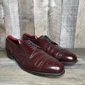 Mens Allen Edmonds Sanford Brown Leather Cap Toe Dress Shoes Oxfords Size 11.5 A